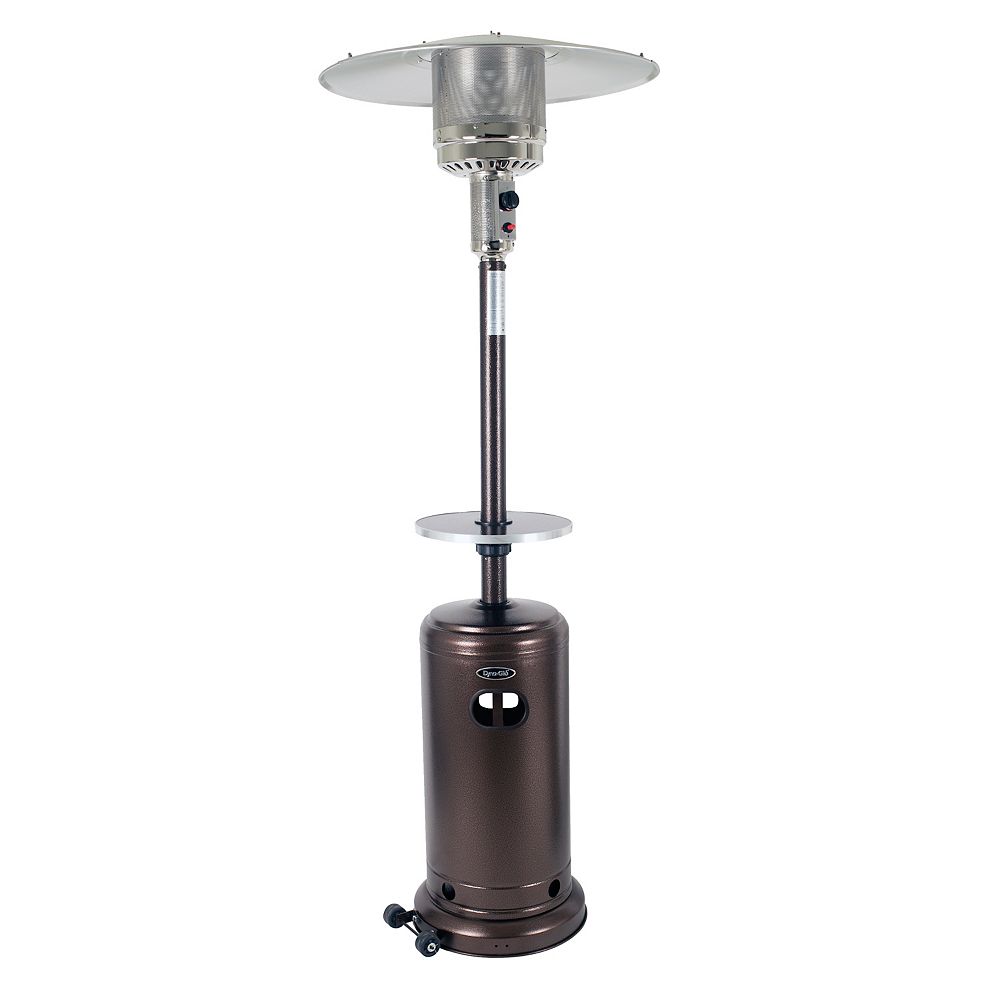 DynaGlo DynaGlo Deluxe Hammered Bronze Patio Heater and Bronze Table for Patio Heater The