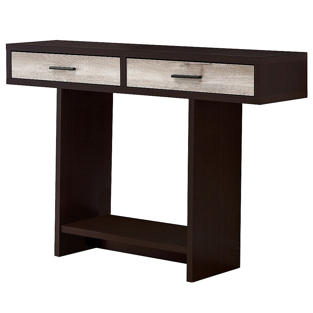 Monarch Specialties Accent Table 48 Inch L Cappuccino Taupe Reclaimed Wood The Home Depot Canada