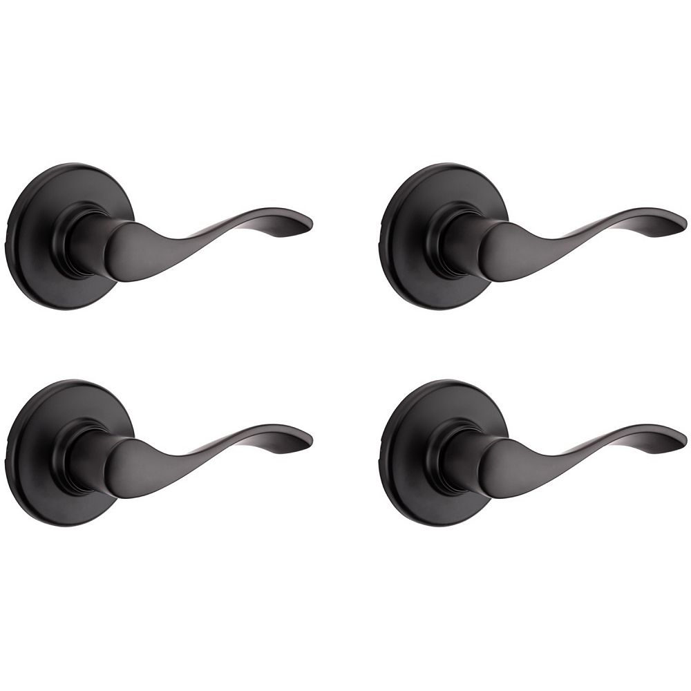 Weiser Belmont Interior Reversible Passage Lever Set in Black (4Pack
