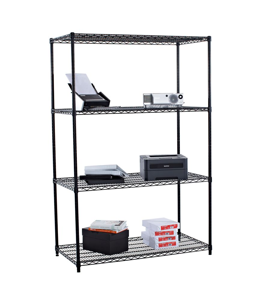 Trinity 4 Tier Wire Shelving Rack 48 X 24 X 72 NSF Black The Home   P 1001490876 