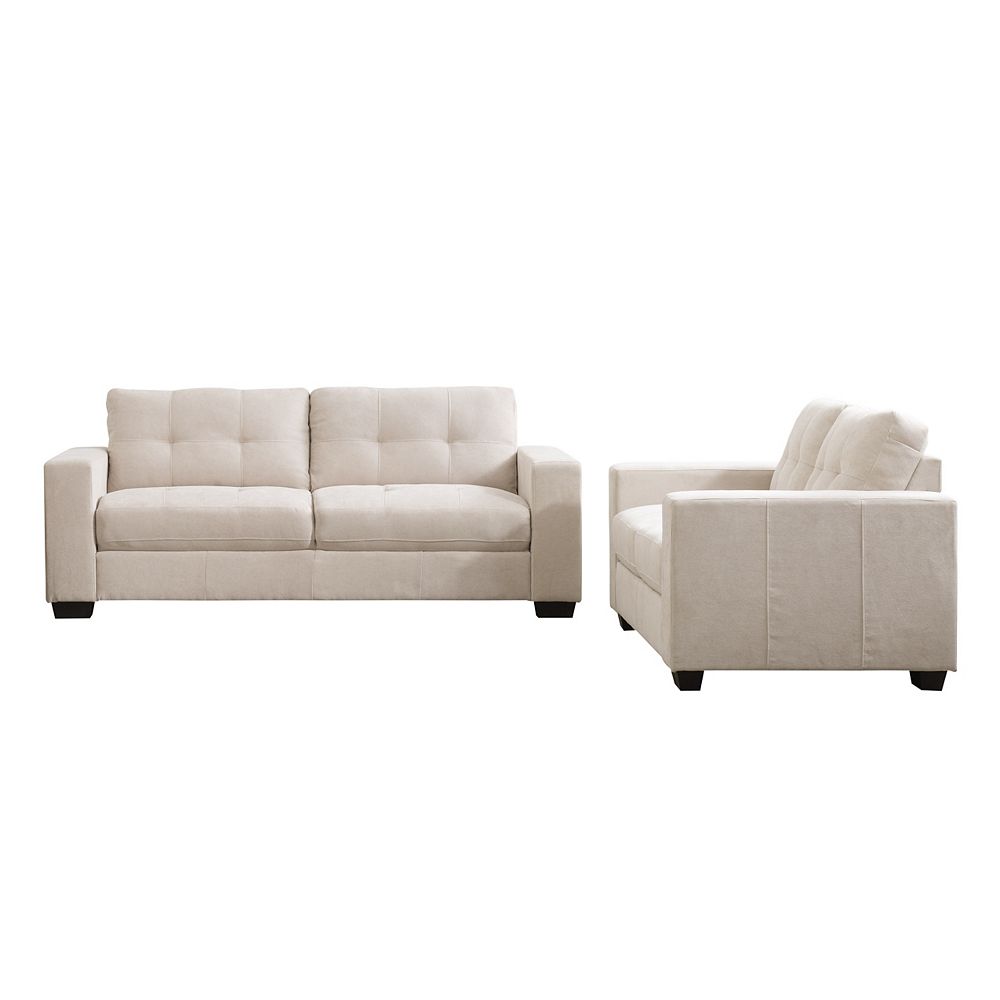 10-Piece Tufted Seat and Backrest Beige Chenille Fabric Sofa Set 10-Piece Tufted Seat and Backrest Beige Chenille Fabric Sofa Set