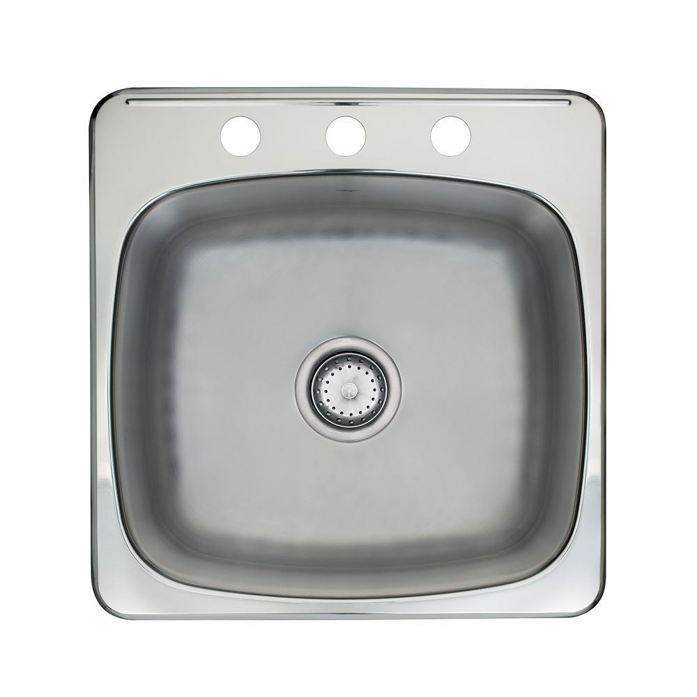 Kindred Drop In Stainless Steel 20 Inch 3 Hole Single Bowl Kitchen Sink   P 1001493906 