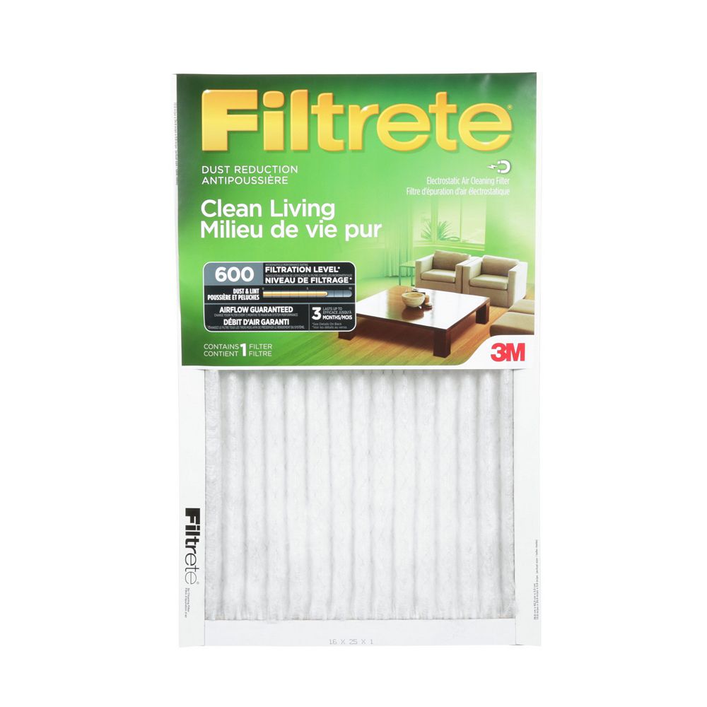 Filtrete Filters Clean Living 16inch x 25inch x 1inch Dust Reduction