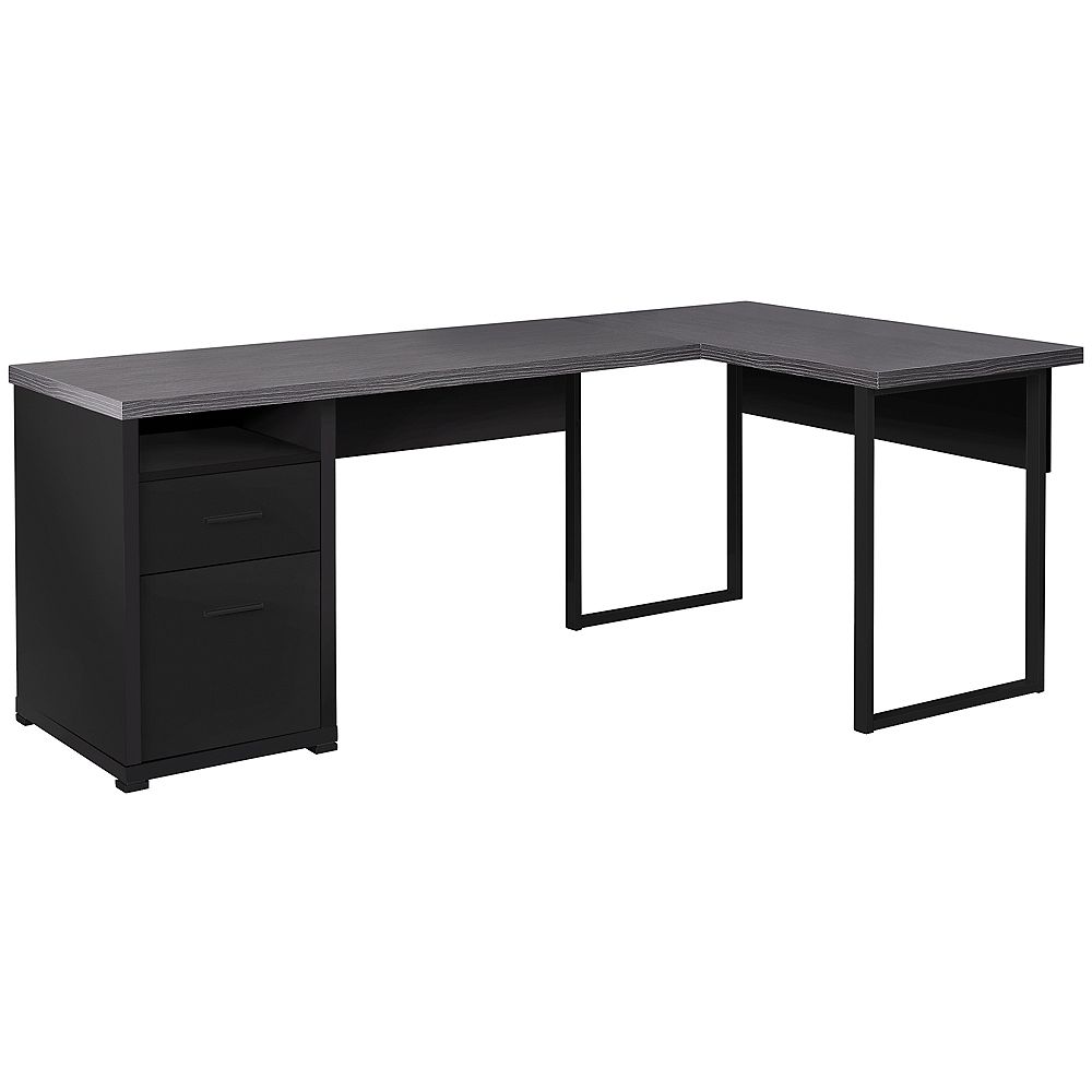 Monarch Specialties Computer Desk 80 Inch L / Black / Grey Top Left