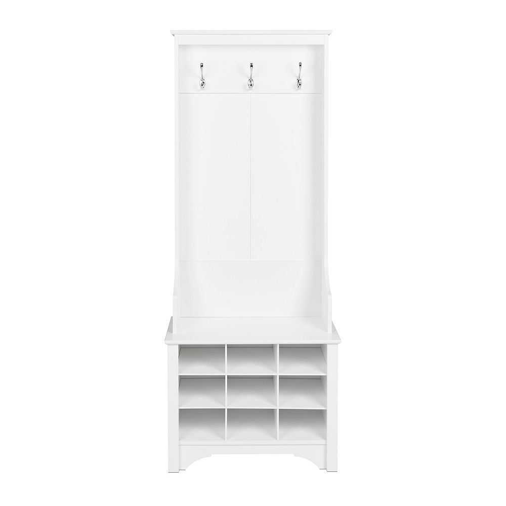 Prepac Narrow Hall Tree with 9 Shoe Cubbies in White | The Home Depot ...