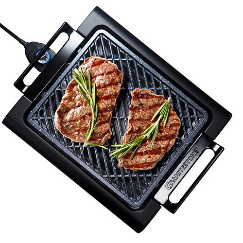 Triple Layer Non-Stick Titanium and Diamond Infused Coating Electric Smoke-less Indoor Grill