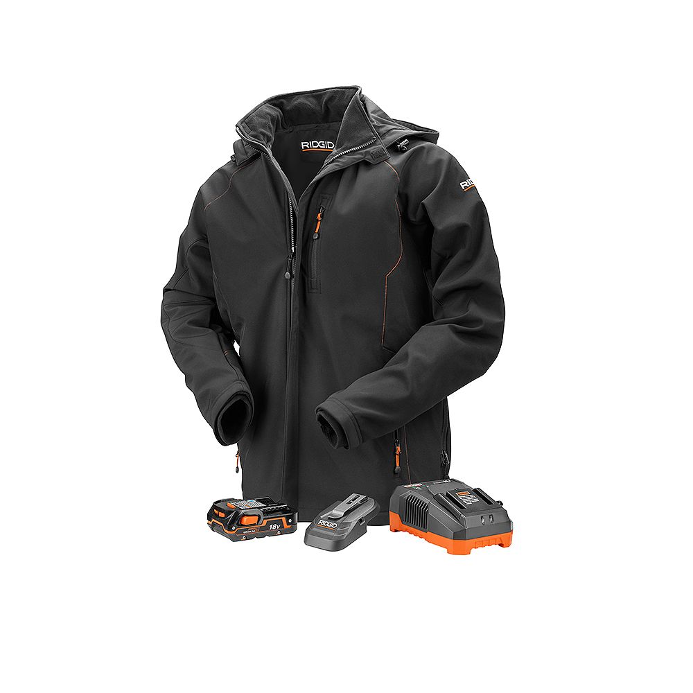 RIDGID Veste chauffante noire 18V sans fil au lithiumion pour homme