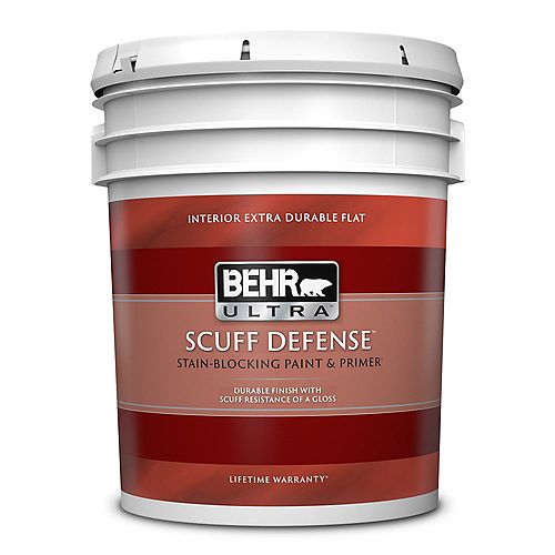 SCUFF DEFENSE Interior Extra Durable Flat Paint & Primer in Ultra Pure White, 18.9 L