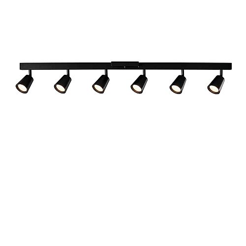 6-Light Black LED Fixed Track Square Tube