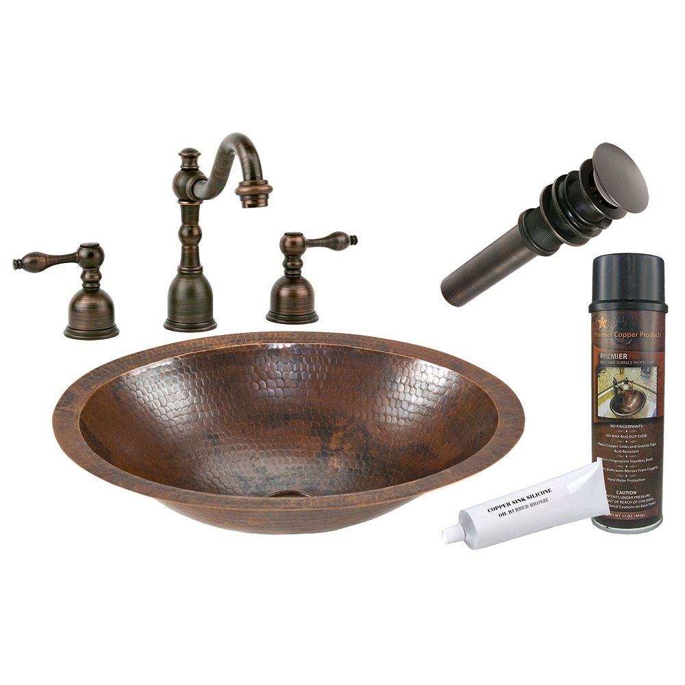 Premier Copper Products All In One Dual Mount Small Oval Copper 17