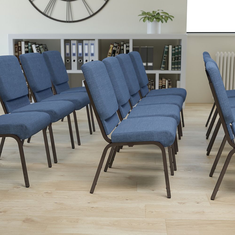 Flash Furniture Blue Fabric Church Chair The Home Depot Canada