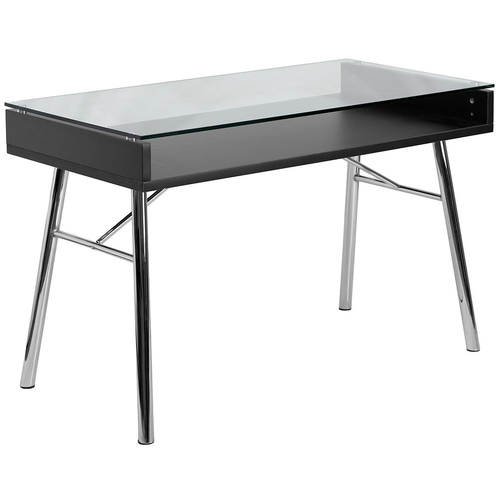 Flash Furniture Bureau Brettford Avec Plateau En Verre Trempe Home Depot Canada