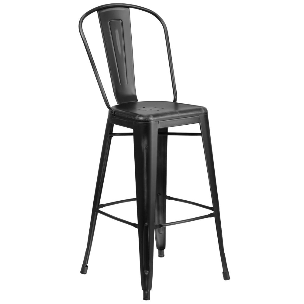 Flash Furniture Distressed Black Metal Stool The Home Depot Canada