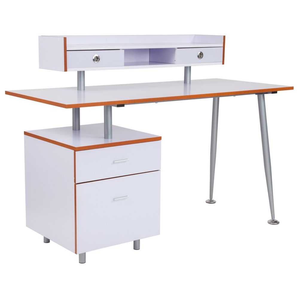 Flash Furniture White Desk with Drawers The Home Depot Canada