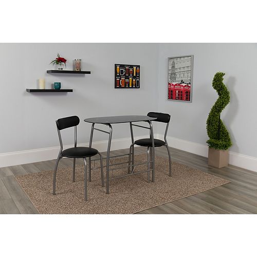 3PC Black Glass Bistro