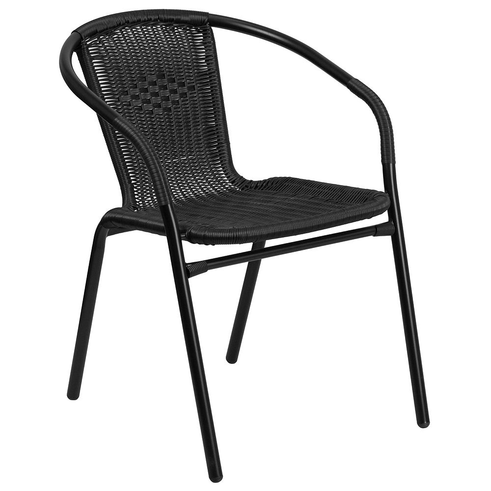 Flash Furniture Black Rattan Stack Chair The Home Depot Canada