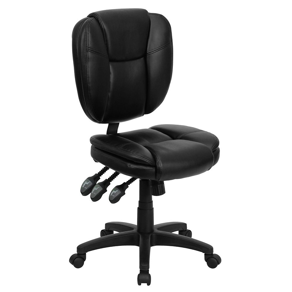Flash Furniture MidBack Black Leather Multifunction Ergonomic Swivel