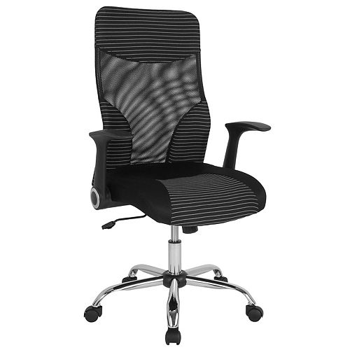 Milford High Back Ergonomic Office Chair with Contemporary Mesh Design in Black and White