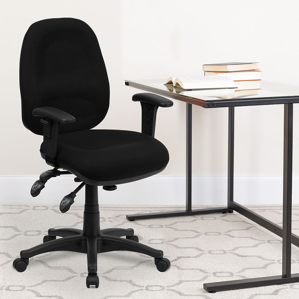 Flash Furniture Mid Back Black Fabric Multifunction Executive Swivel Ergonomic Office Chai The Home Depot Canada Flash Furniture Mid Back Black Fabric, Ergonomic Office Chair Canada