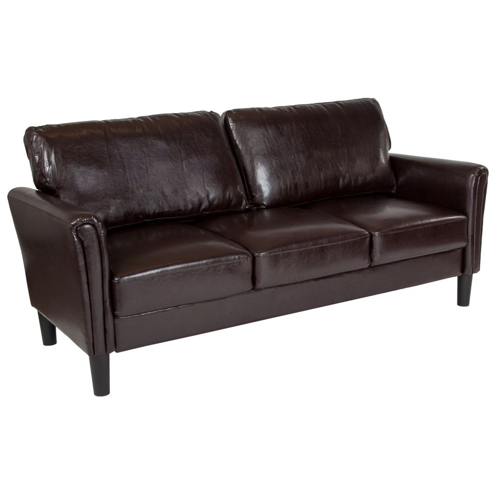 Flash Furniture Bari Upholstered Sofa In Brown Leather Bari Upholstered Sofa In Brown Leather