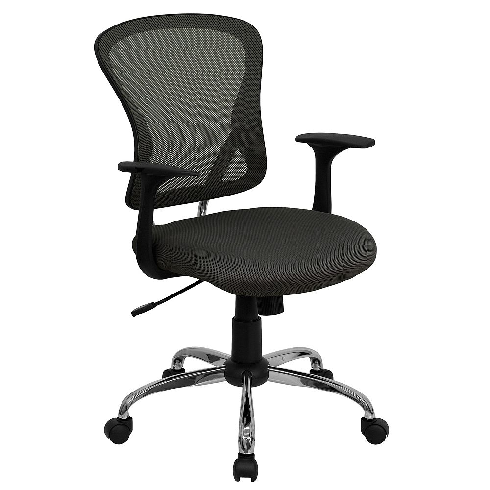 Chaise de travail grise foncée à dossier mi-hauteur Chaise de travail grise foncée à dossier mi-hauteur
