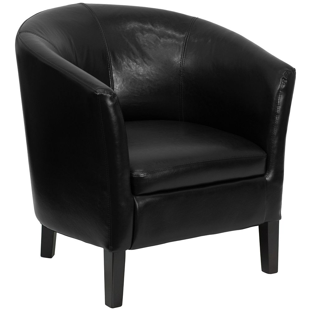 Flash Furniture Black Leather Barrel, Black Leather Barrel Chair