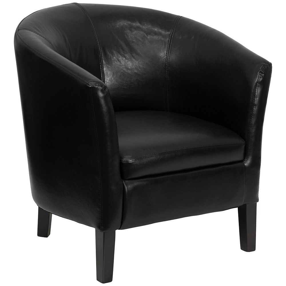 Flash Furniture Black Leather Barrel Shaped Guest Chair The Home Depot Canada Flash Furniture Black Leather Barrel, Black Leather Barrel Chair