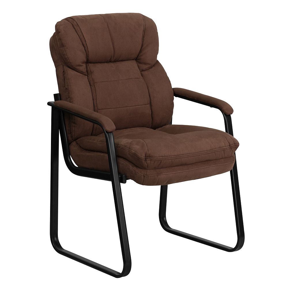 Flash Furniture Brown Microfiber Executive Side Reception Chair With Lumbar Support And Sl The Home Depot Canada