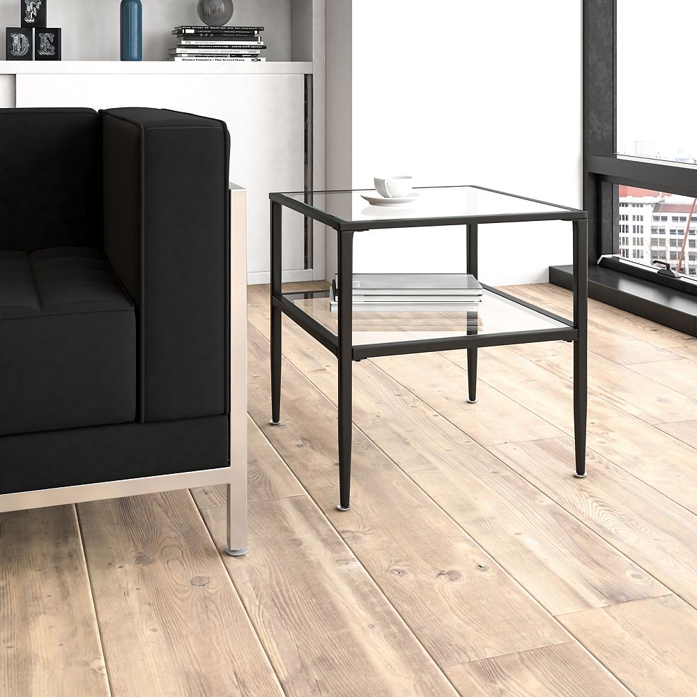 Flash Furniture Newport Collection Glass End Table With Black Metal Frame The Home Depot Canada Flash Furniture Newport Collection, Metal End Table Legs Canada