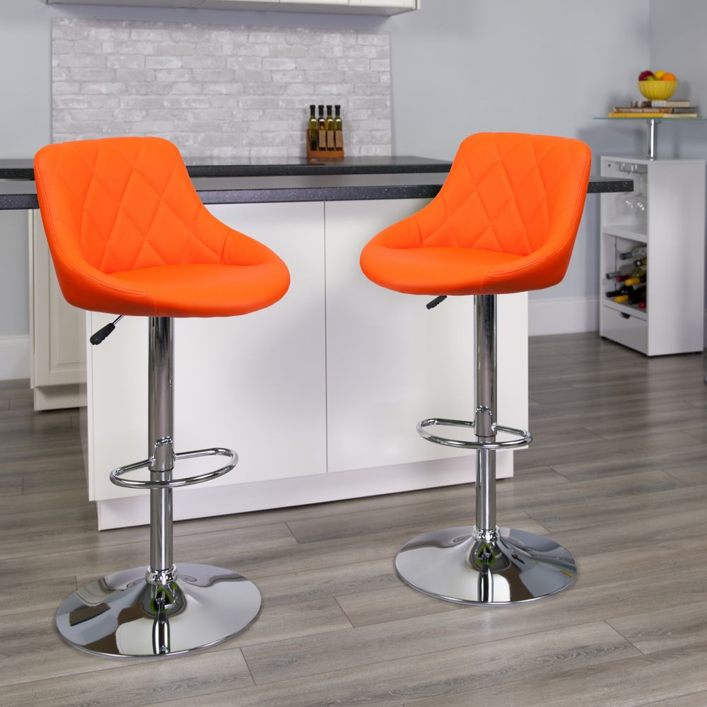 Flash Furniture Orange Vinyl Barstool The Home Depot Canada