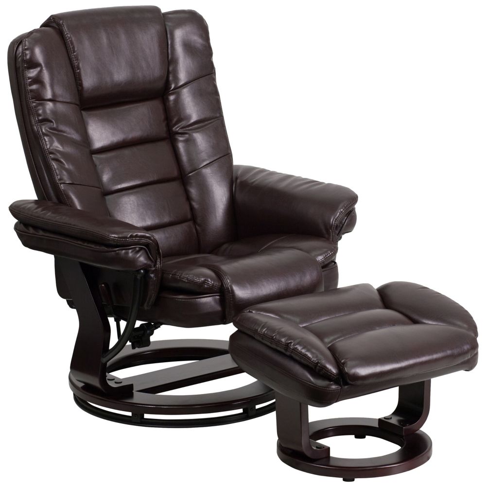 Flash Furniture Brown Leather Recliner&Ottoman The Home Depot Canada