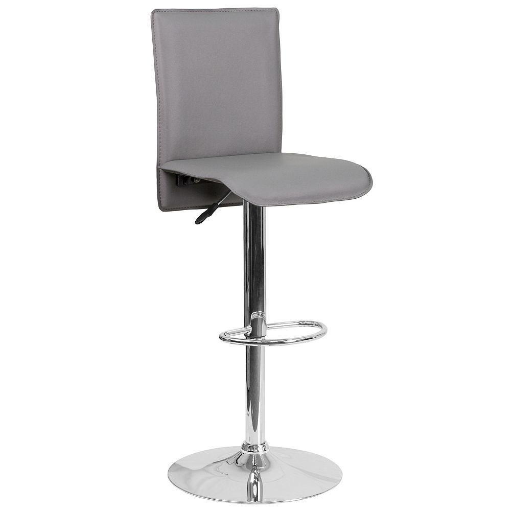 Flash Furniture Contemporary Gray Vinyl Adjustable Height Barstool with