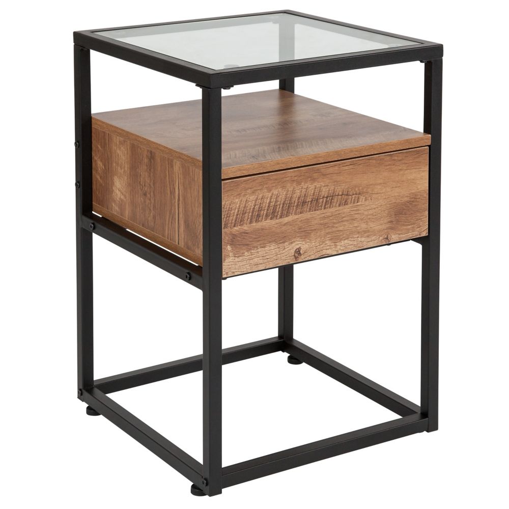 Flash Furniture Rustic Glass End Table The Home Depot Canada