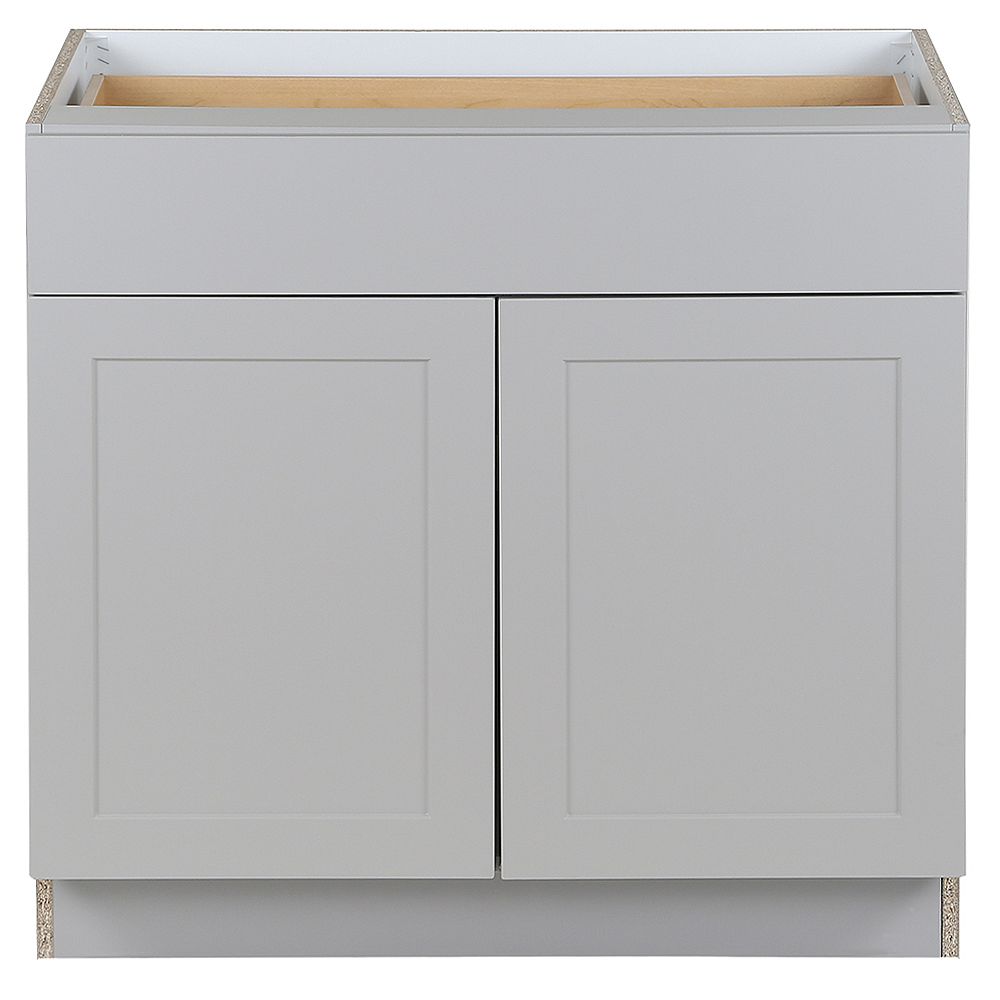 Hampton Bay Edson Grey 36 Inch W X 34 5 Inch H X 24 5 Inch D Base Cabinet B36 The Home Depot