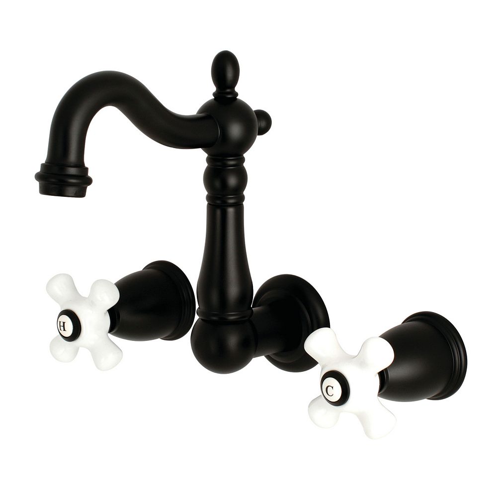 Kingston Brass Heritage 2Handle Wall Mount Bathroom Faucet in Matte