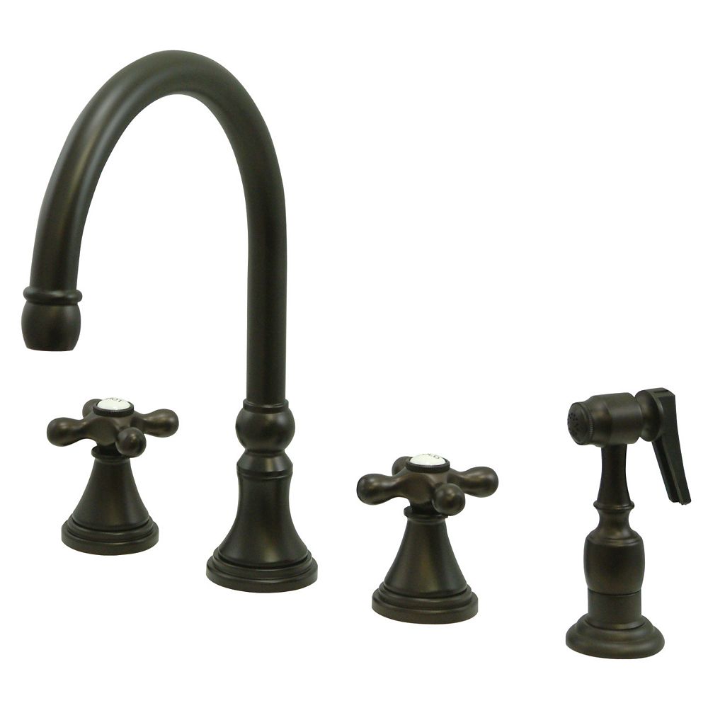 Kingston Brass 2-Handle Standard Kitchen Faucet with Side Sprayer in ...