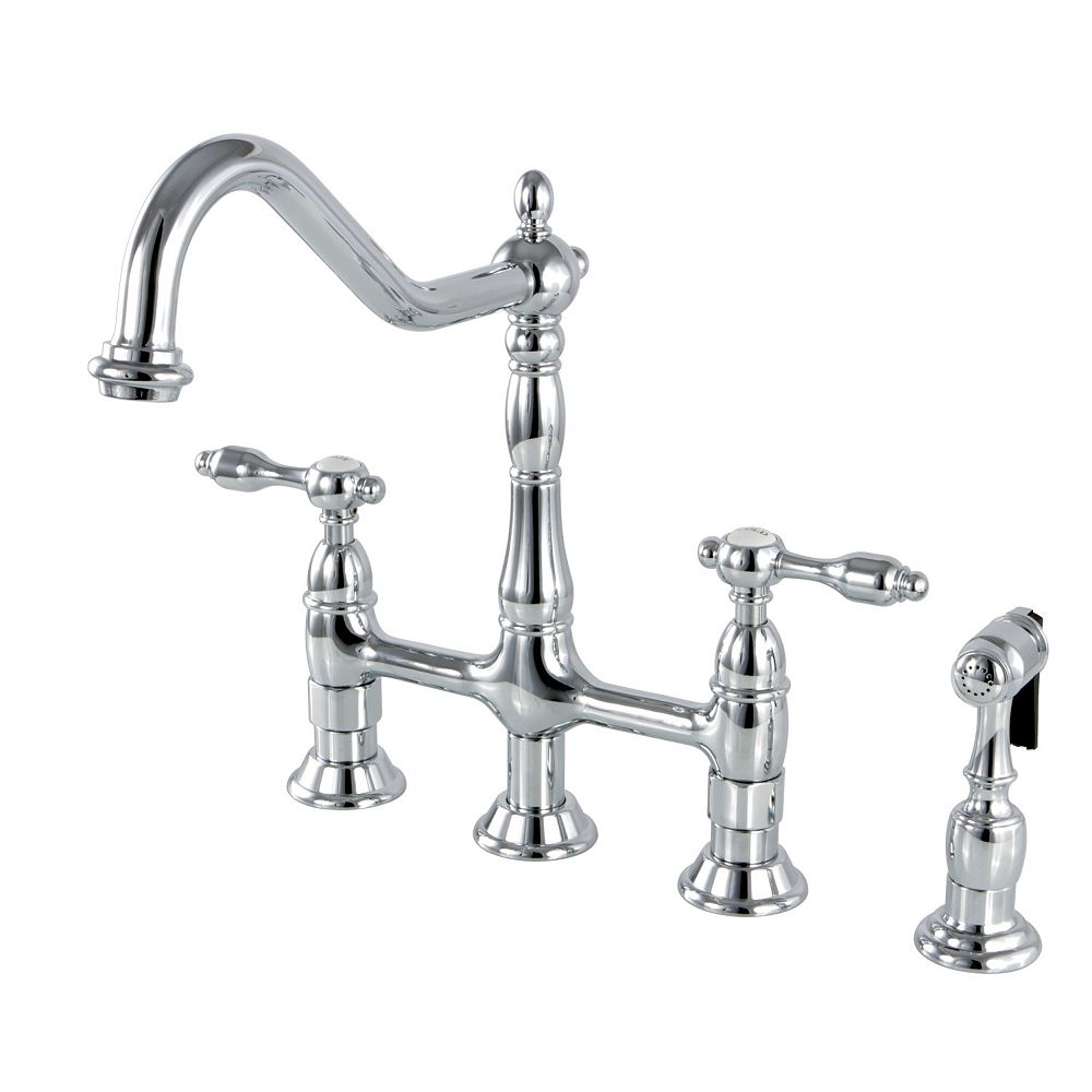 Kingston Brass Victorian 2 Handle Bridge Kitchen Faucet With Side