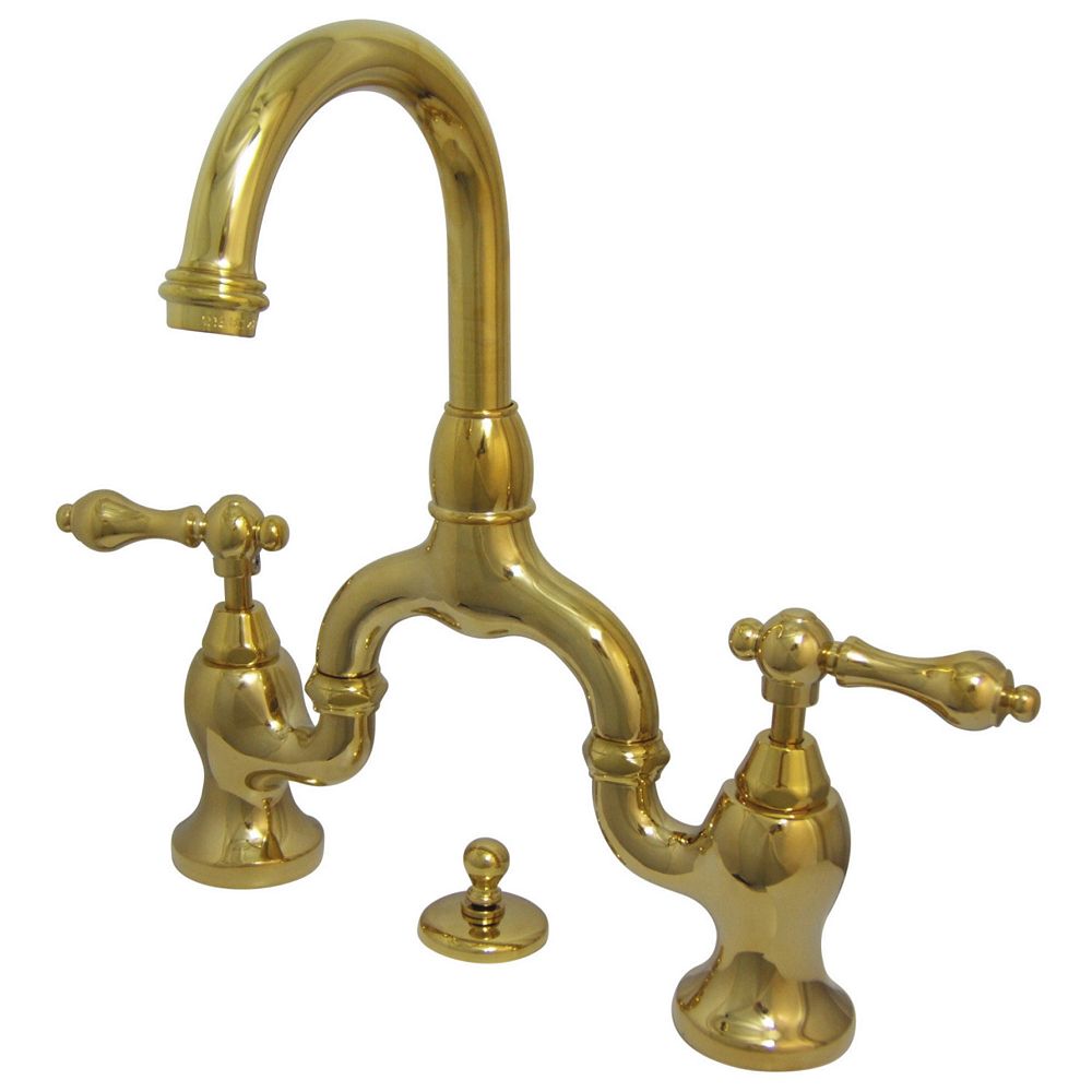 Kingston Brass 8 In Widespread 2 Handle High Arc Bridge Bathroom Faucet In Polished Brass The 9568