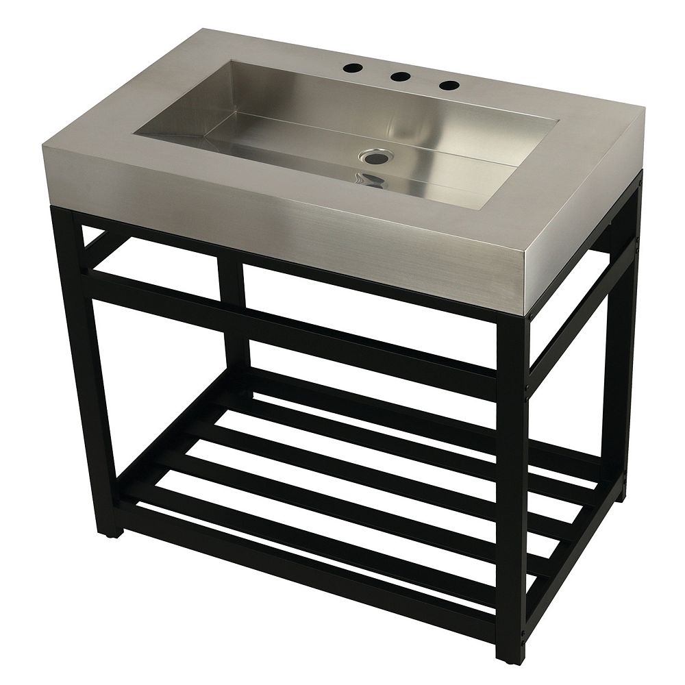 Kingston Brass Stainless Steel 37 In W X 22 In D X 35 In H Console Vanity With Base In The Home Depot Canada