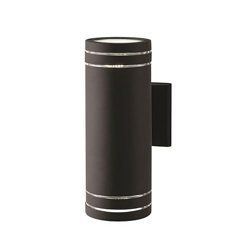 2-Light Stripped Cylinder Black Integrated LED Outdoor Wall Light