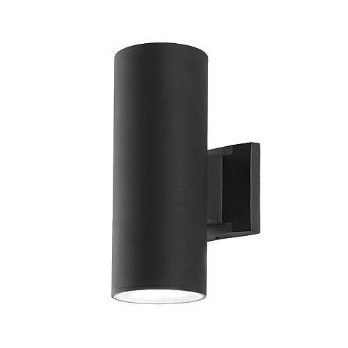 2-light Outdoor Cylinder Sconce Light Fixture in Black