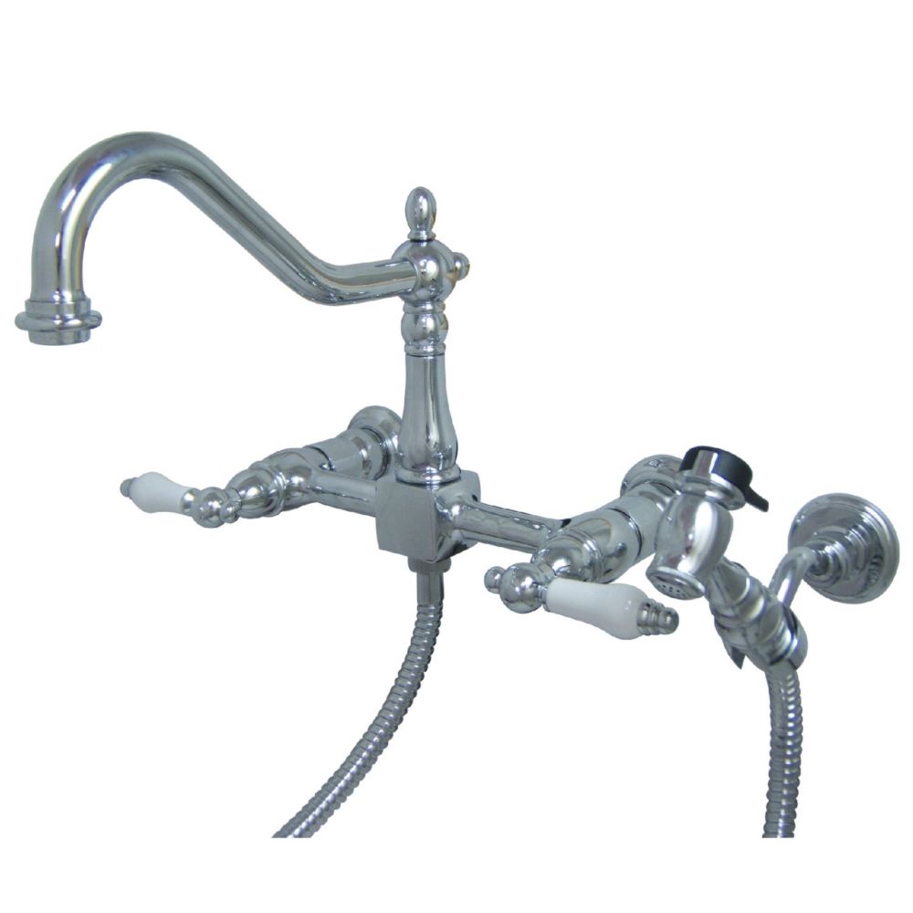 Kingston Brass Victorian Porcelain Lever 2-Handle Wall-Mount Standard ...