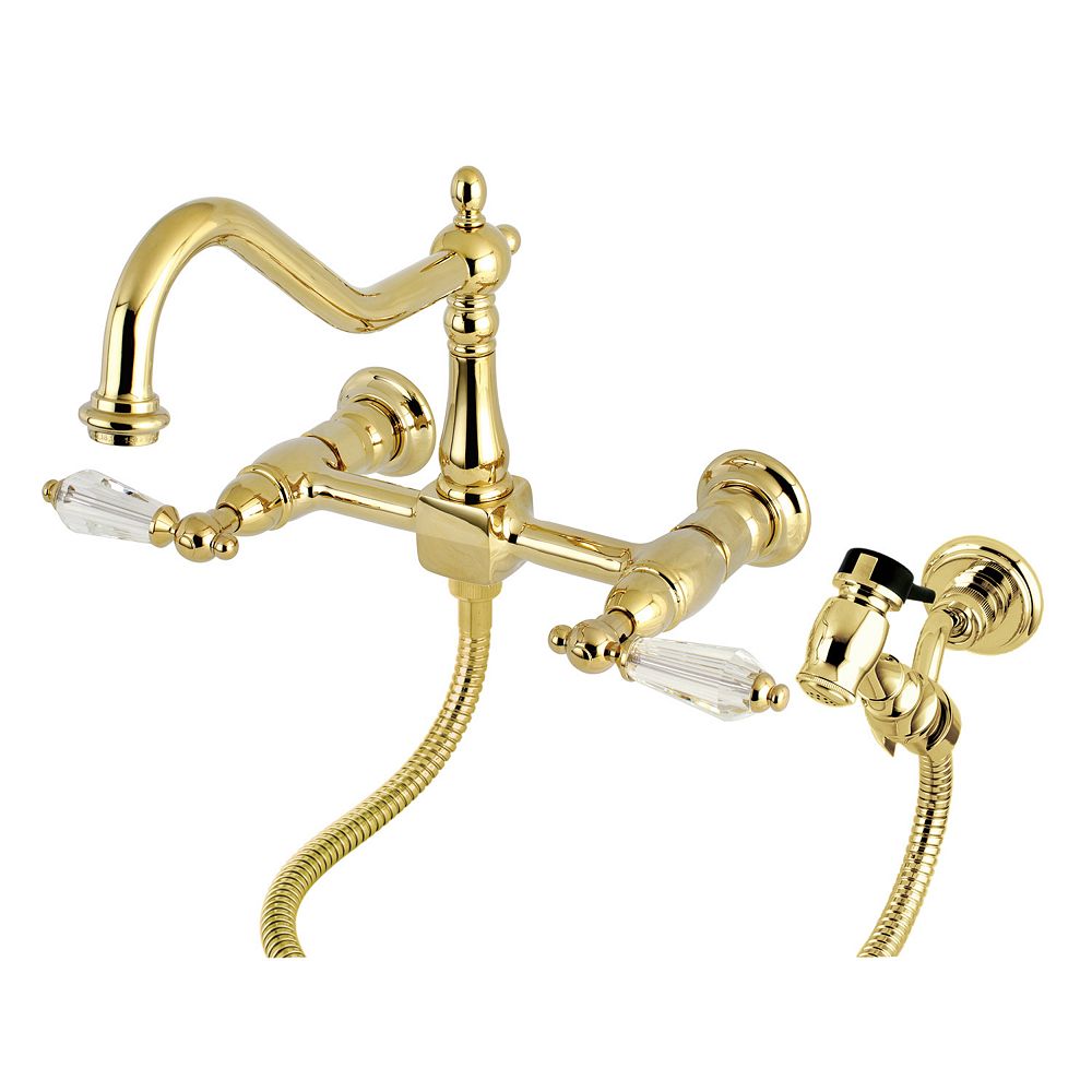 Kingston Brass Victorian Crystal 2-Handle Wall-Mount Standard Kitchen