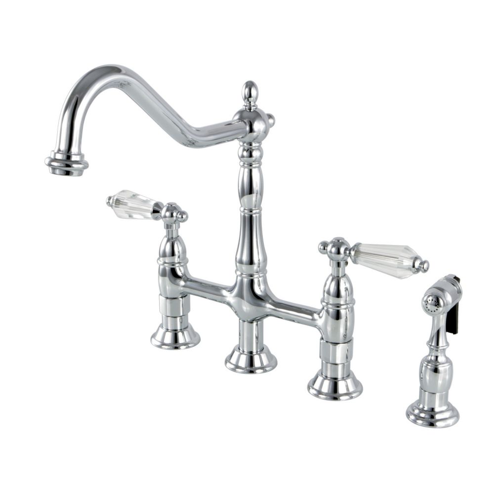 Kingston Brass Victorian Crystal 2 Handle Bridge Kitchen Faucet With   P 1001507659 