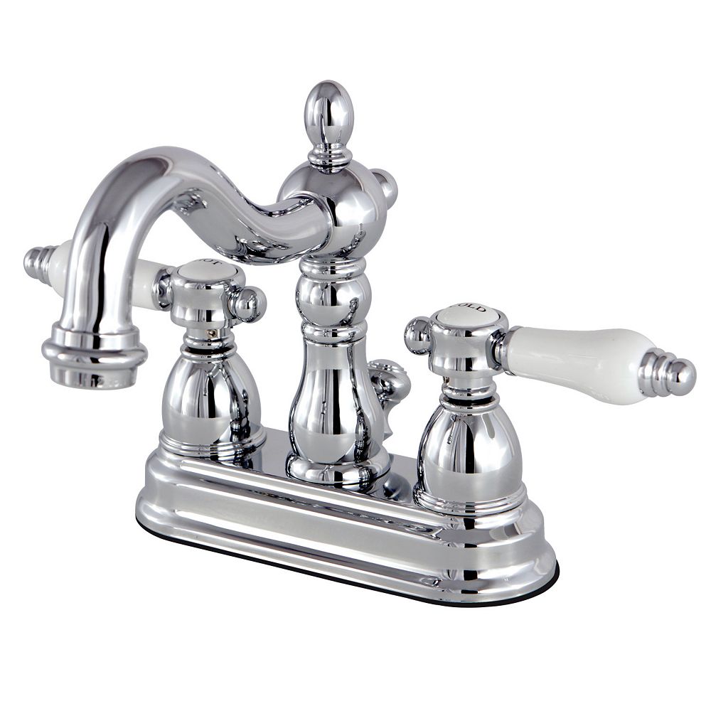 Kingston Brass Restoration Procelain 4 in. Centerset 2Handle HighArc Bathroom Faucet in