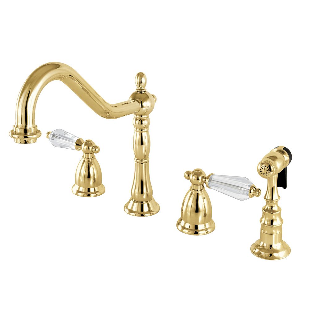 Kingston Brass Vintage Crystal 2 Handle Standard Kitchen Faucet With Side Sprayer In Polis The Home Depot Canada