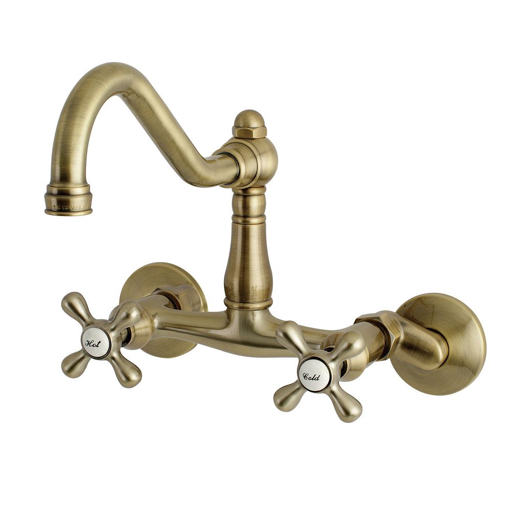 Kingston Brass Victorian Cross 2-Handle Wall-Mount Standard Kitchen