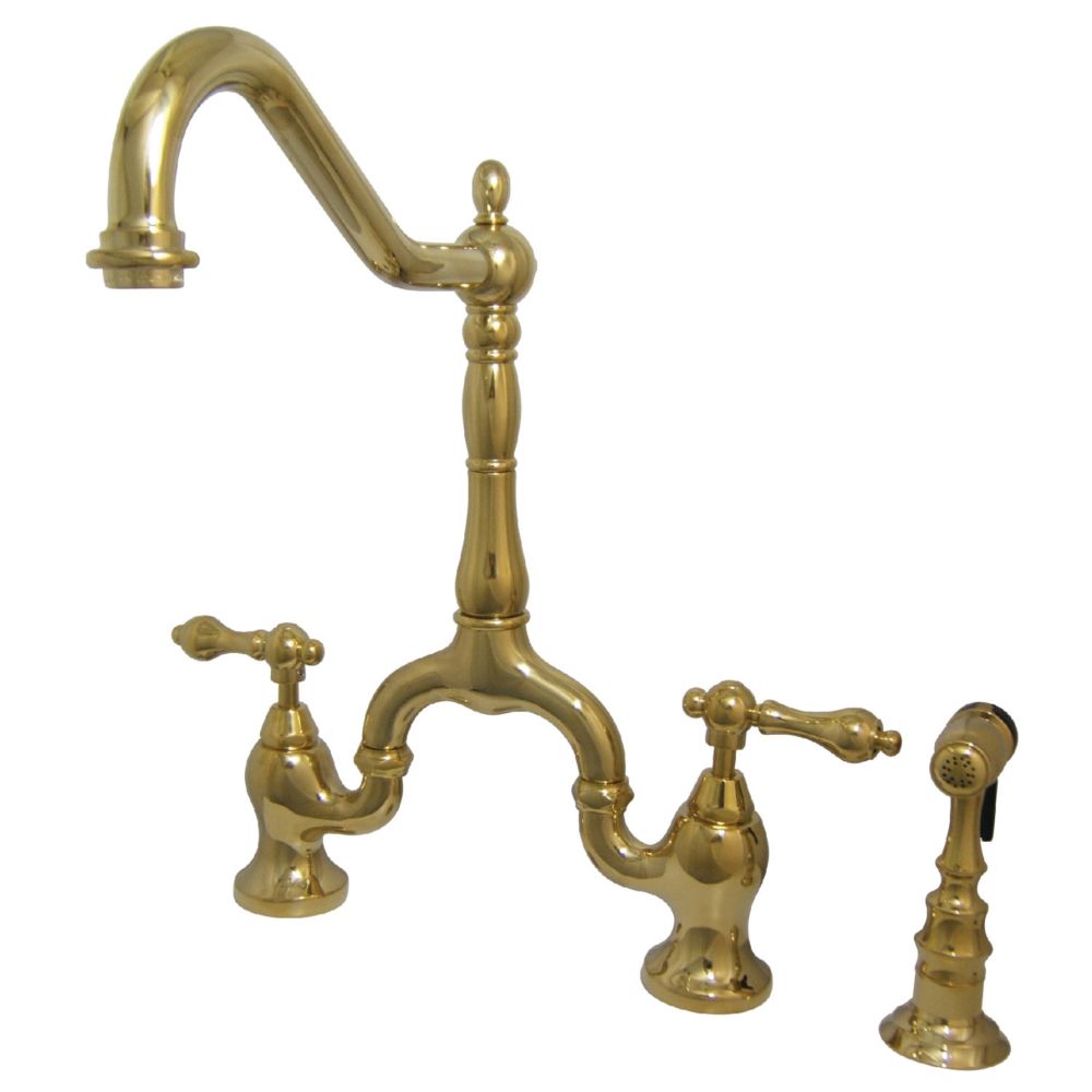 Kingston Brass Victorian 2 Handle Bridge Kitchen Faucet With Side   P 1001507943 