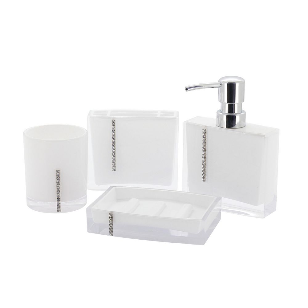 Kingston Brass Crystal 4-Piece Bath Accessory Set in White | The Home ...