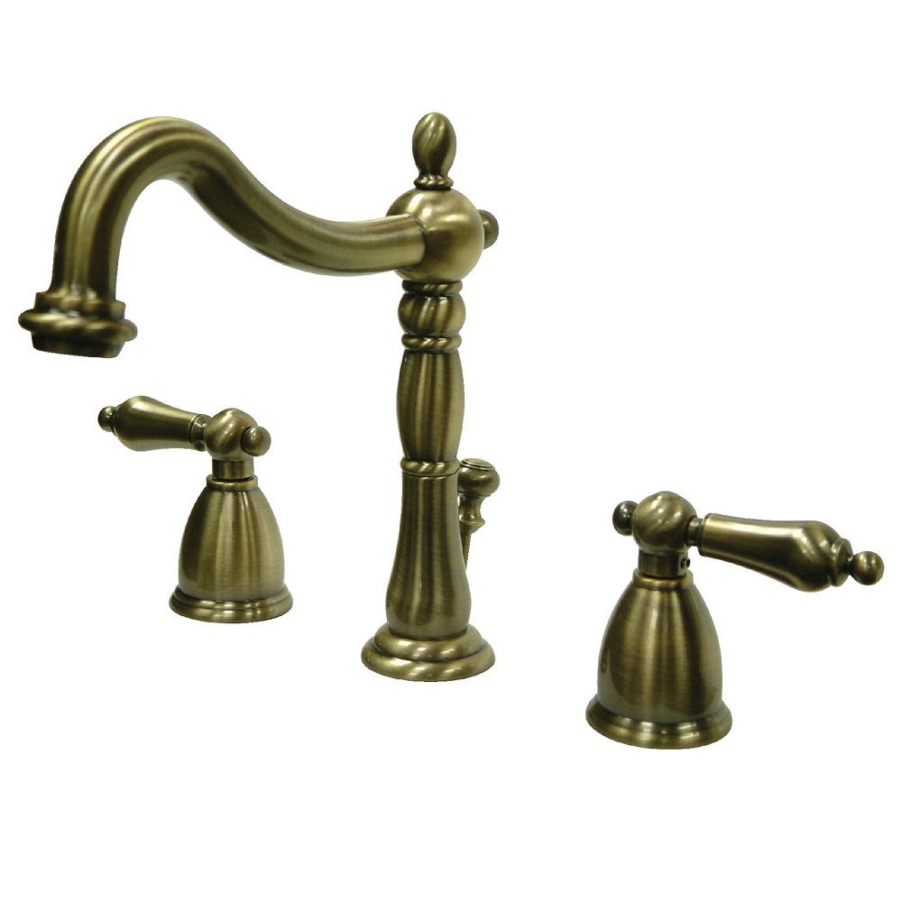 Kingston Brass Heritage 8 In Widespread 2 Handle Bathroom Faucet In Vintage Brass The Home Depot Canada